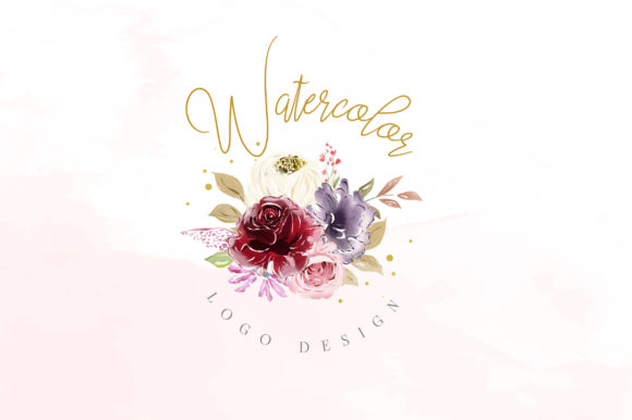 Download Burgundy Watercolor Floral Logo Template - Color Collection