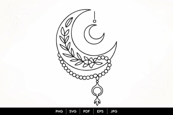 Download Islamic Crescent Moon Floral SVG - Islamic Collection