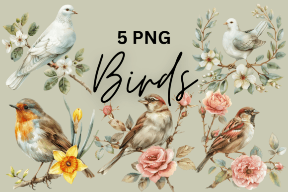 Download Watercolor Bird Floral Design Nature Art - Color Collection
