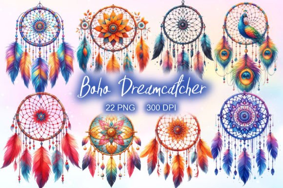 Download Watercolor Boho Dreamcatcher Clipart PNG - Color Collection