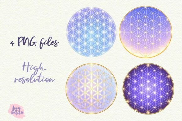 Download 4 Flower of Life Sacred Geometry Clipart - Premium Resources