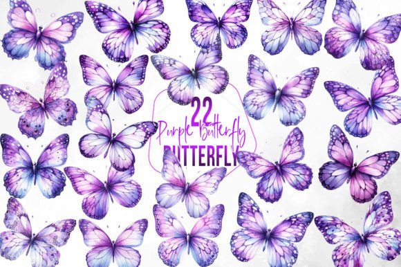Download Watercolor Purple Butterfly Collection - Color Collection