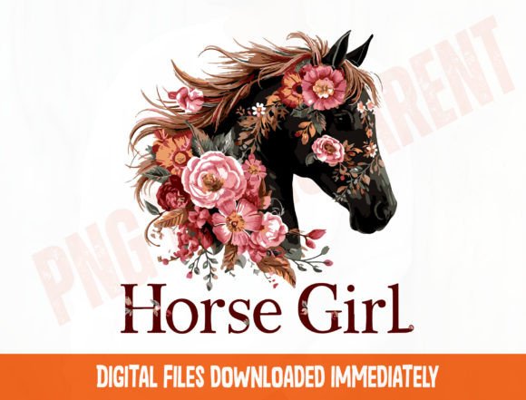 Download Horse Girl Floral Design Png, Colorful - Color Collection