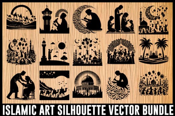 Download Islamic Art Silhouette Vector Bundle - Islamic Collection