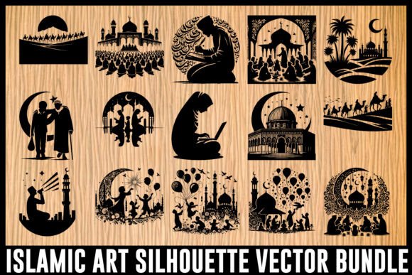 Download Islamic Art Silhouette Vector Bundle - Islamic Collection