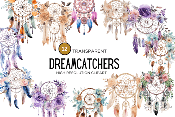 Download Watercolor Boho Dreamcatcher Clipart - Color Collection