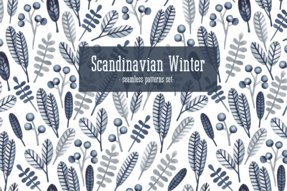 Download Watercolor Patterns “Scandinavian Winter - Color pattern Collection