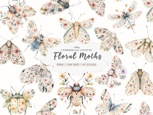 Download Watercolor Botanical Floral Luna Moth - Color Collection